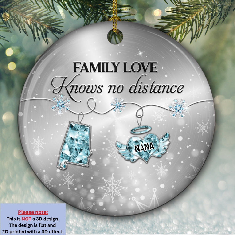 Family Love Crystal Memorial - Personalized Custom Ceramic Ornament