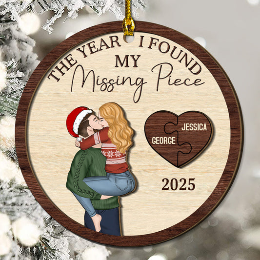 I Found My Missing Piece - Personalized Custom Freeshape 2-Layered Wood Ornament