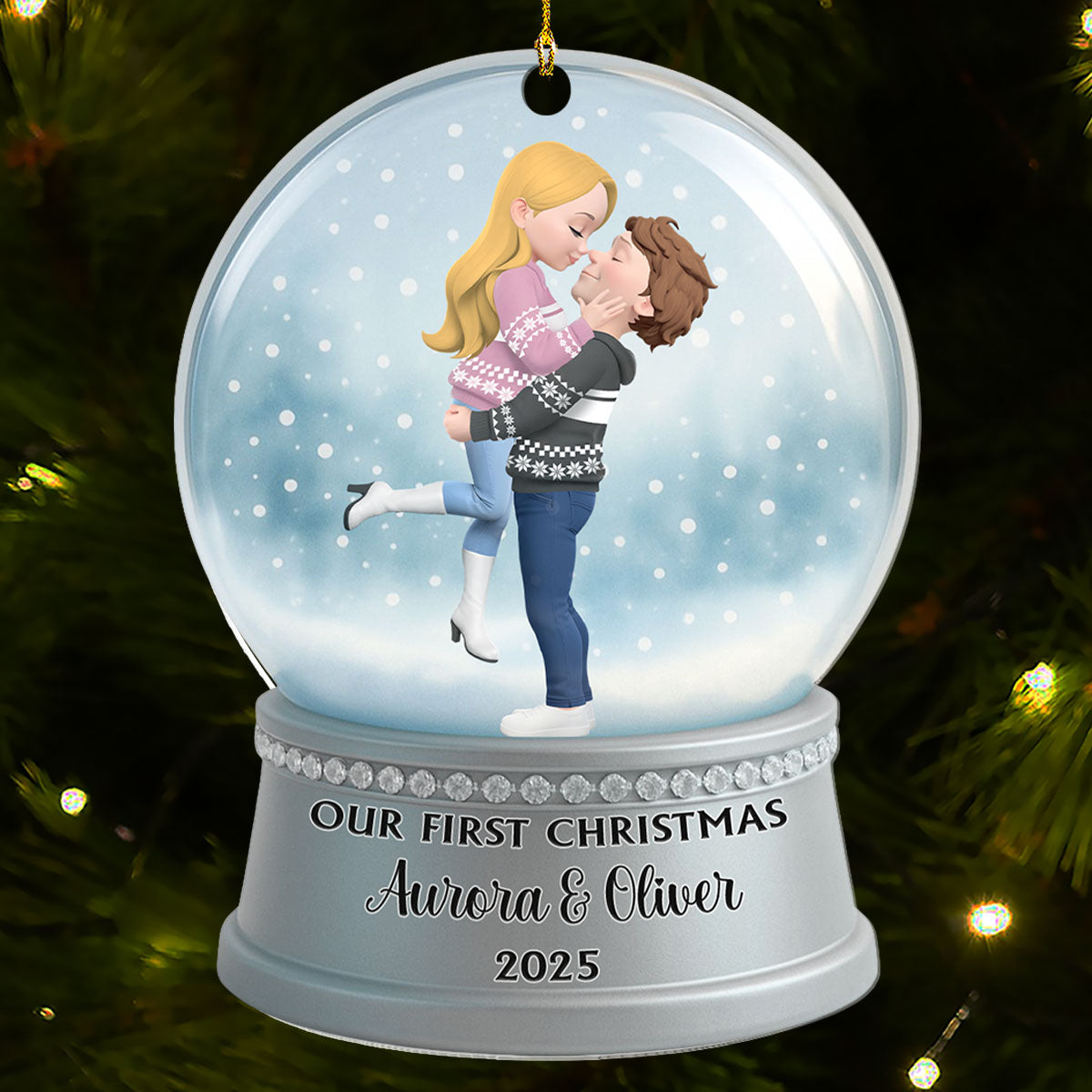 Couple Snowball - Personalized Custom Acrylic Ornament