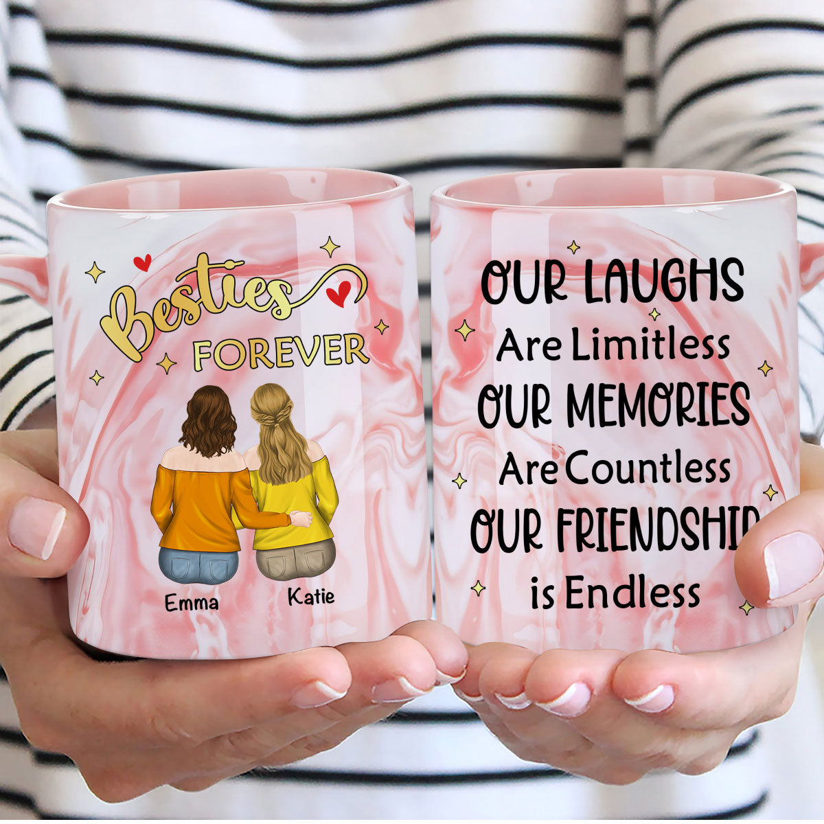 Flower Garden - Personalized Custom Pink Marble Mug