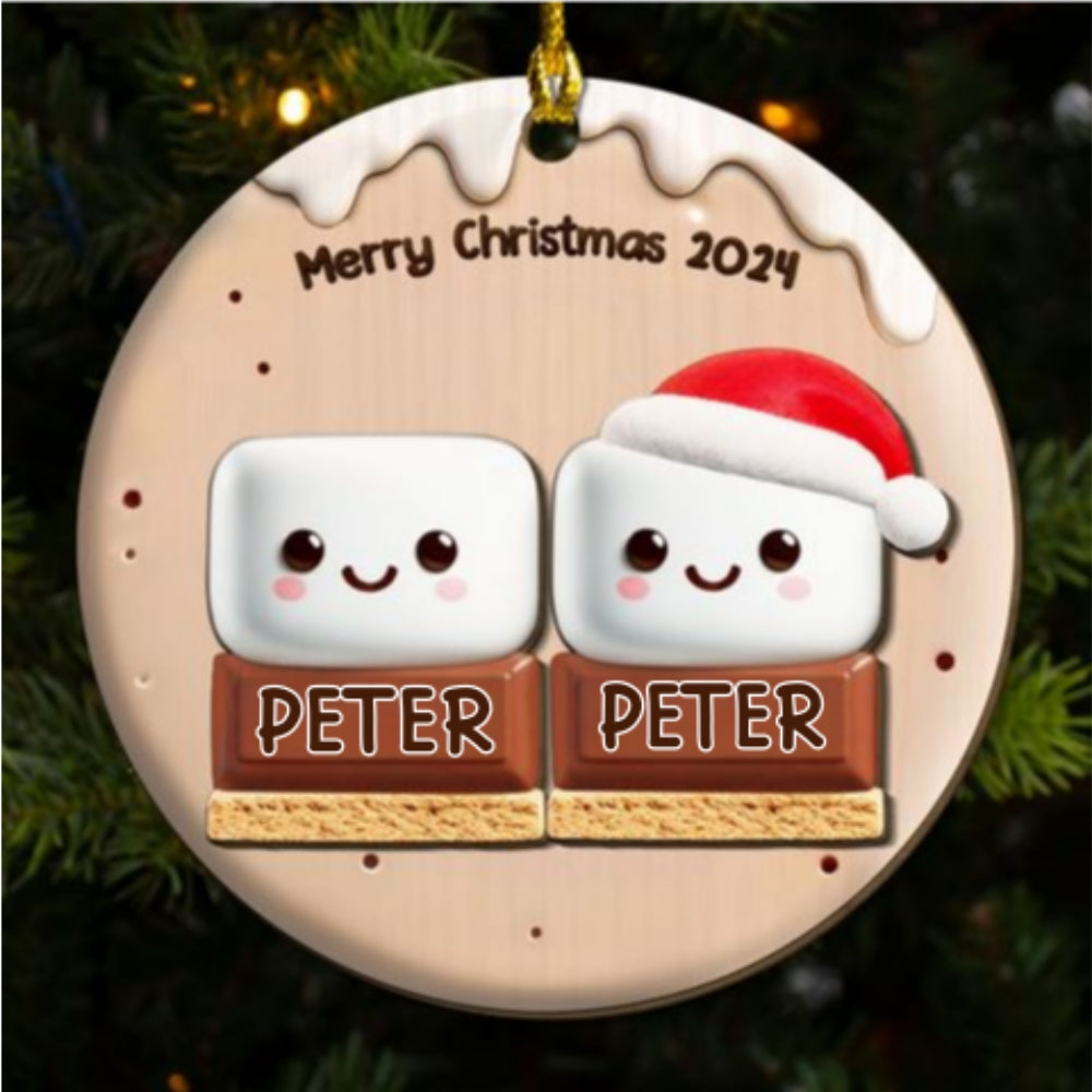 Smores Family - Personalized Custom Freeshape 2-Layered Wood Ornament