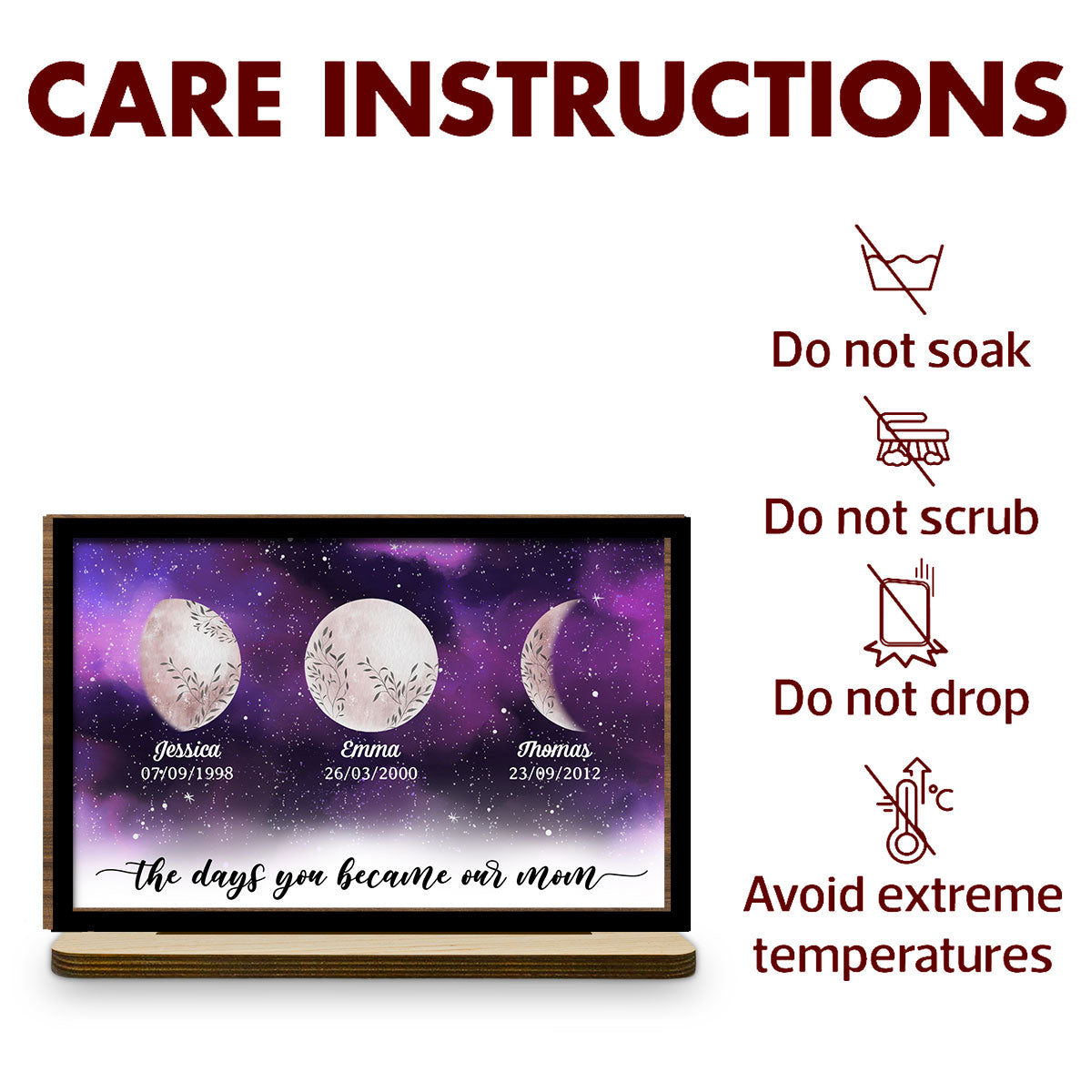 The Days You Became Mom - Personalized Custom 2-Layer Wood Plaque With Flat Base