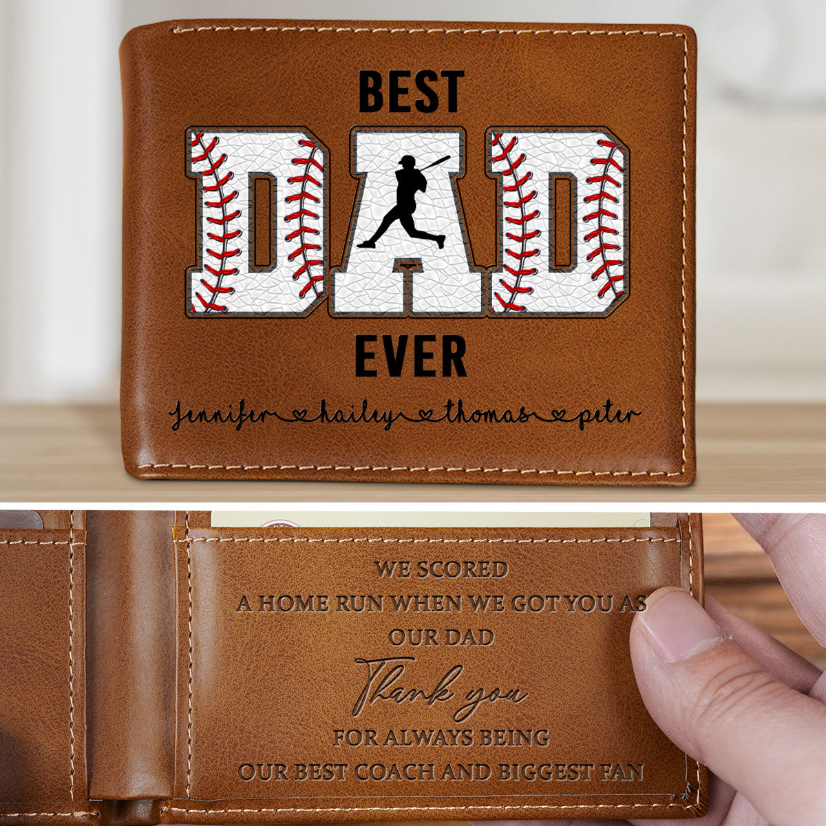 My Best Coach And Biggest Fan - Personalized Custom Printed Men Leather Wallet