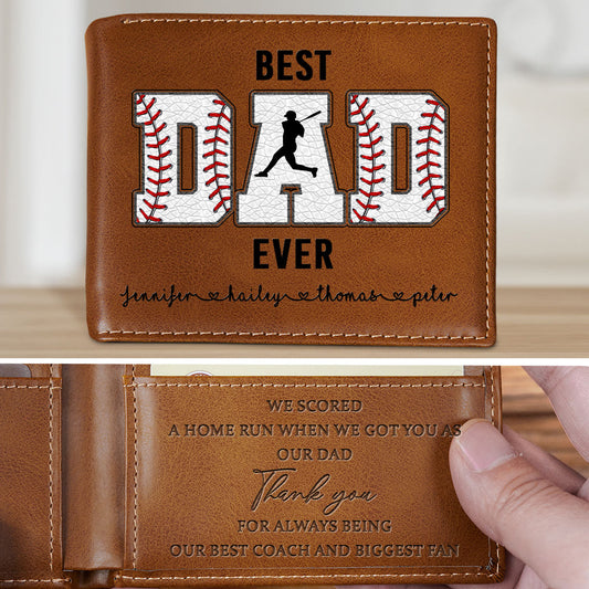 My Best Coach And Biggest Fan - Personalized Custom Printed Men Leather Wallet