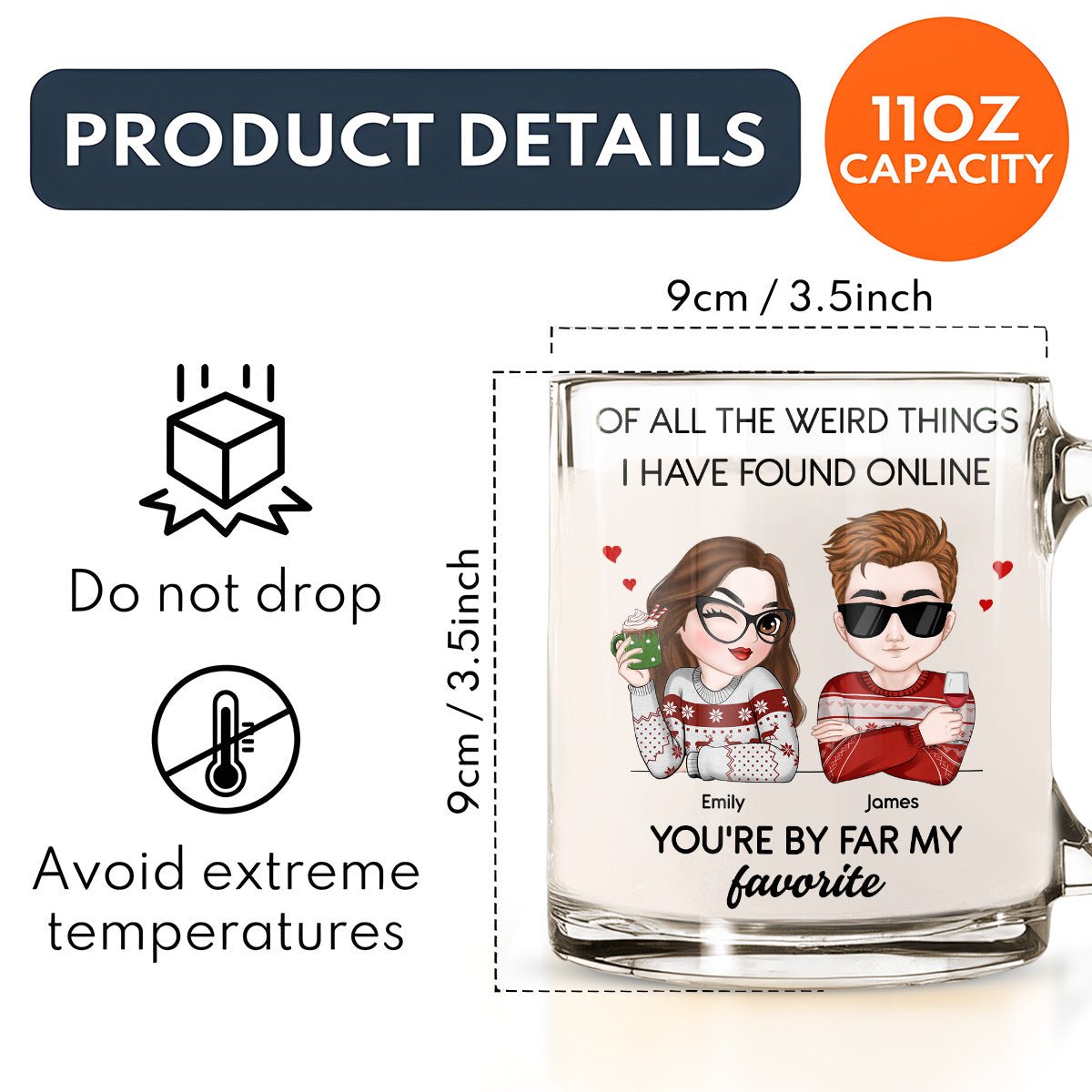 Love You - Personalized Custom Glass Mug