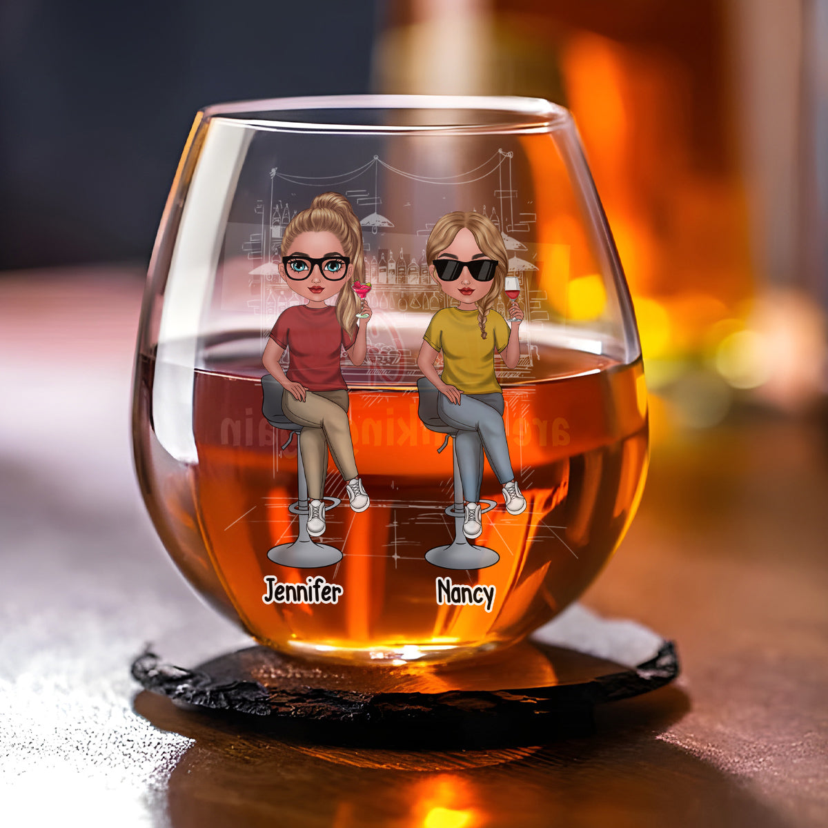 The Girls Are Drinking Again - Personalized Custom Wine Glass