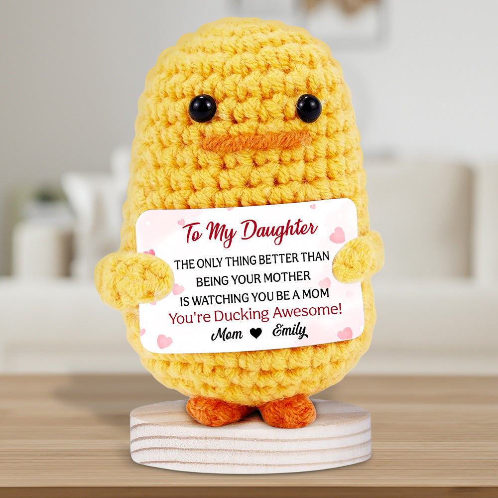 You Are Ducking Awesome - Personalized Custom Duck Crocheted Plushie With Message