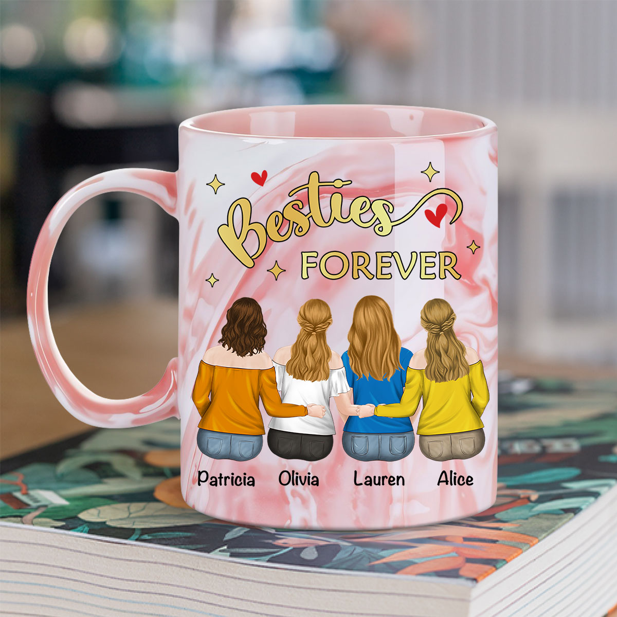Flower Garden - Personalized Custom Pink Marble Mug