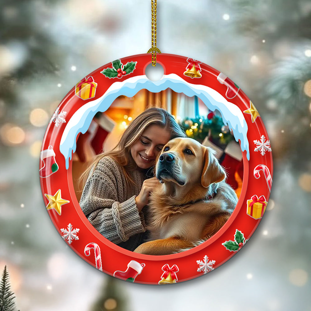 Under The Mistletoe Photo - Personalized Custom 3D Effect Ceramic Ornament