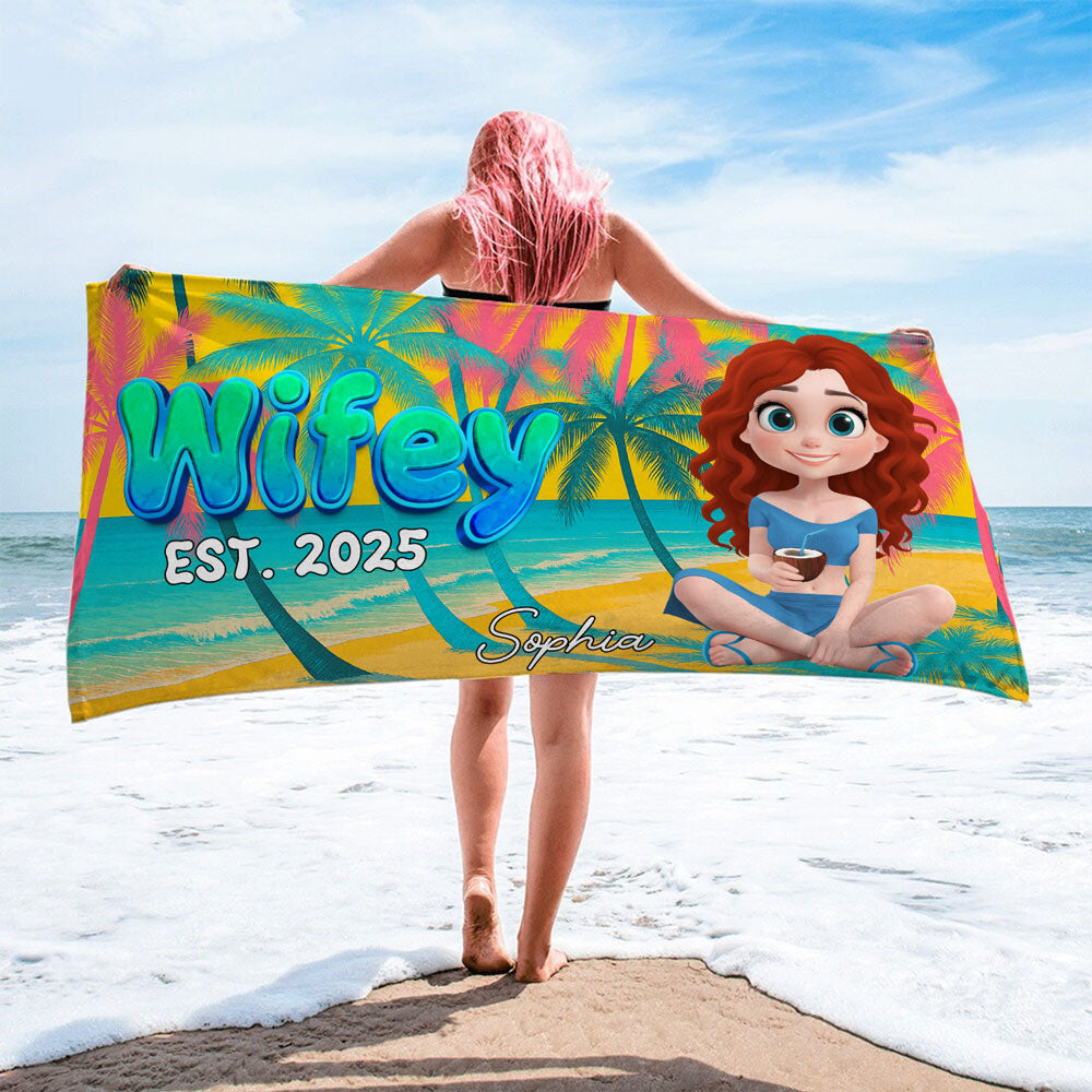 Mr and Mrs Honeymoon - Personalized Custom Beach Towel