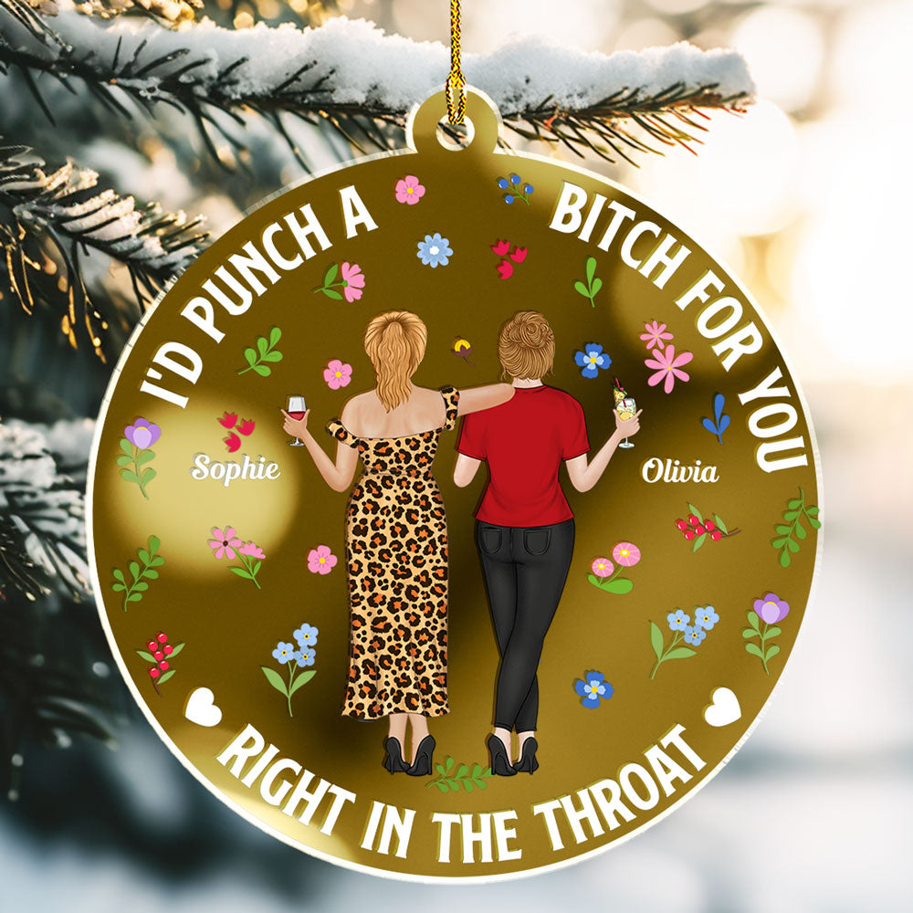 Punch Bitch Besties - Personalized Custom Mirrored Acrylic Ornament