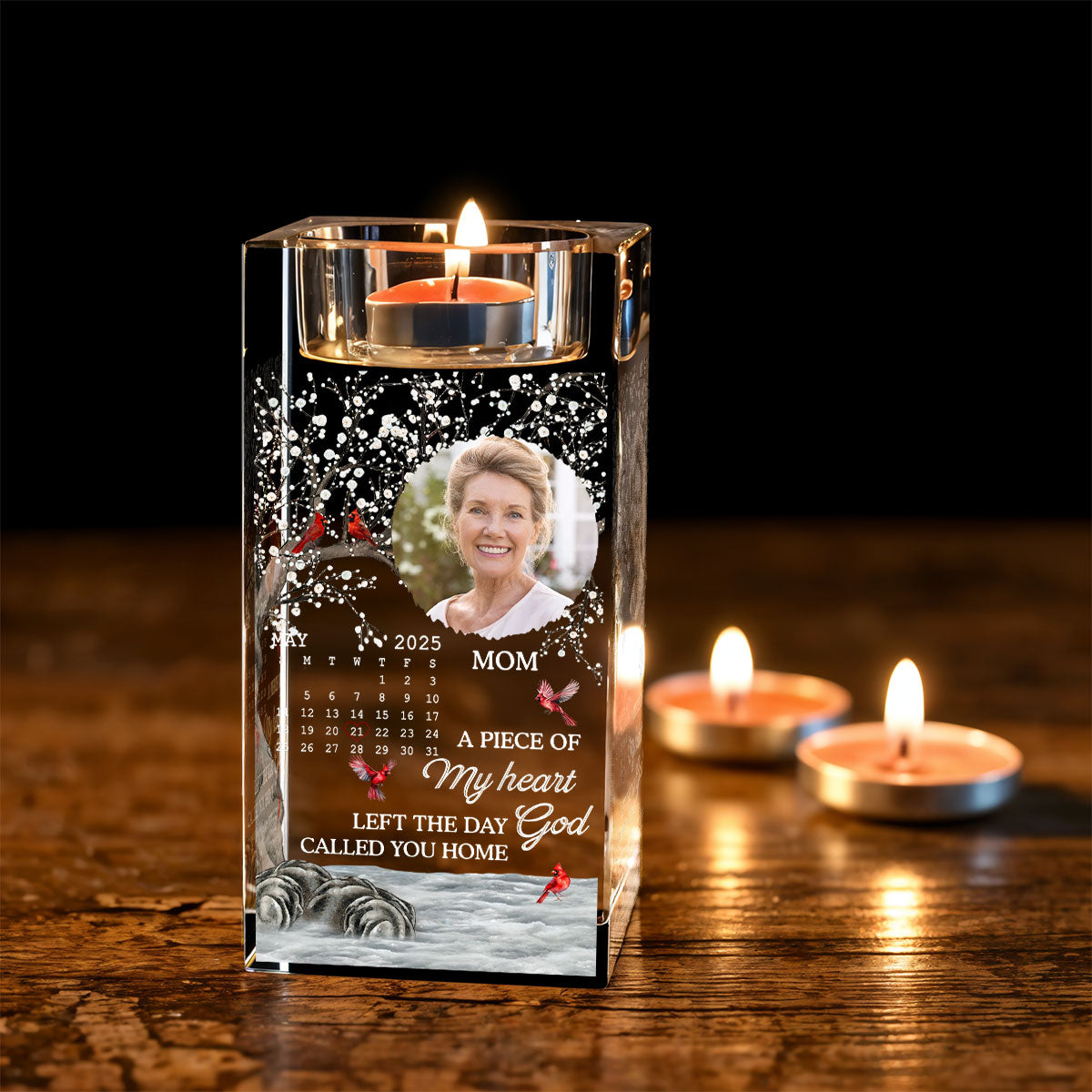 The Moment Your Heart Stopped Mine Changed Forever - Personalized Custom Crystal Candle Holder