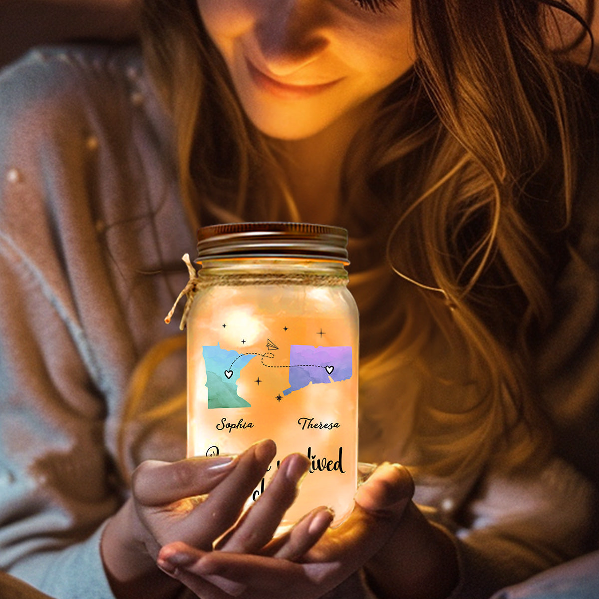 I Wish We Lived Closer - Personalized Custom Mason Jar Light
