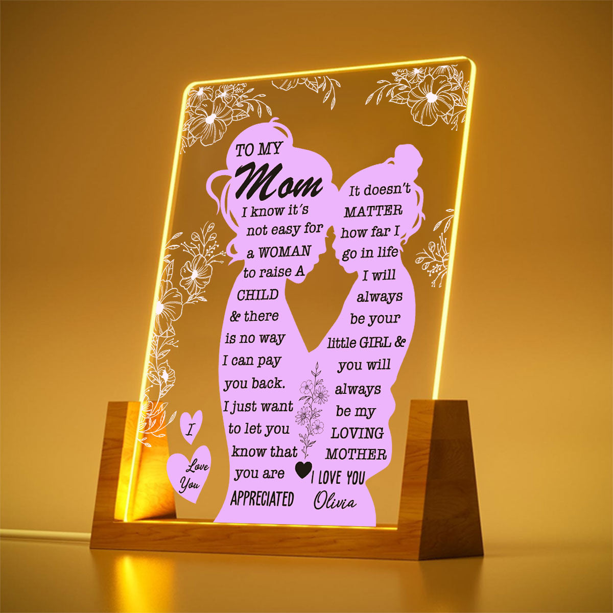 To My Mom - Personalized Custom Plaque With Walnut Base