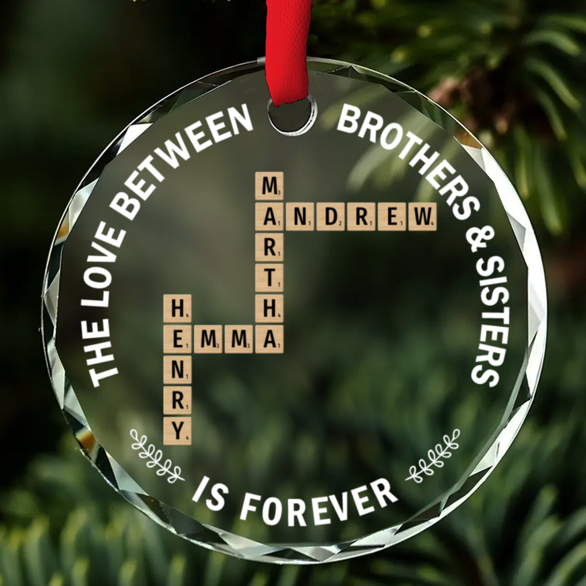 Siblings Forever - Personalized Custom Glass Ornament