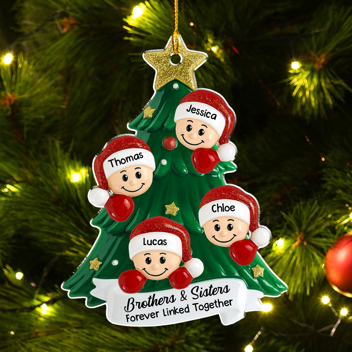Cute Santa Hat Family - Personalized Custom Acrylic Ornament