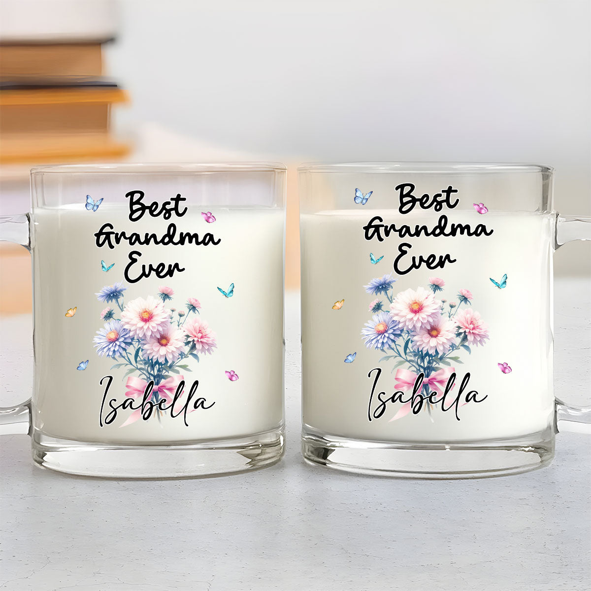 Best Grandma Flower - Personalized Custom Glass Mug