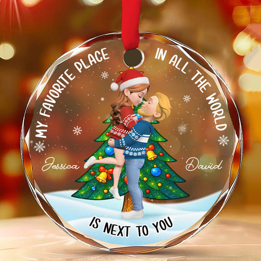 The Best Place Is With You - Personalized Custom Glass Ornament
