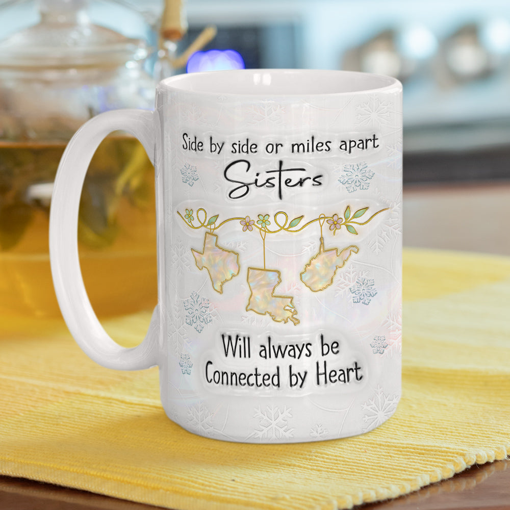 Sisters Always Connected By Heart - Personalized Custom 3D Inflated Effect Mug