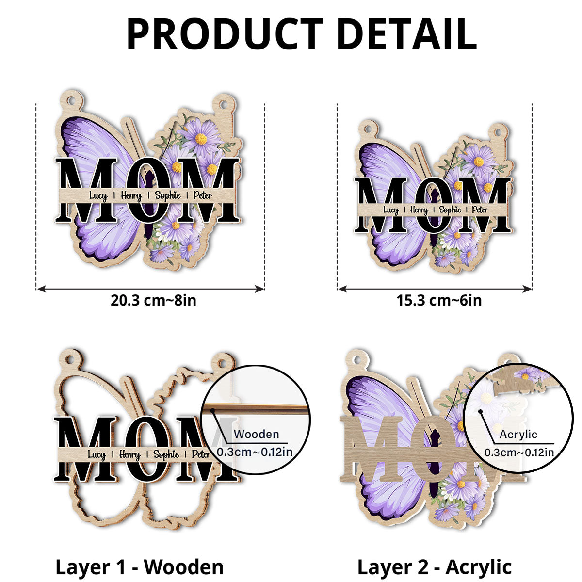 Mom Butterfly Of Love - Personalized Custom Suncatcher