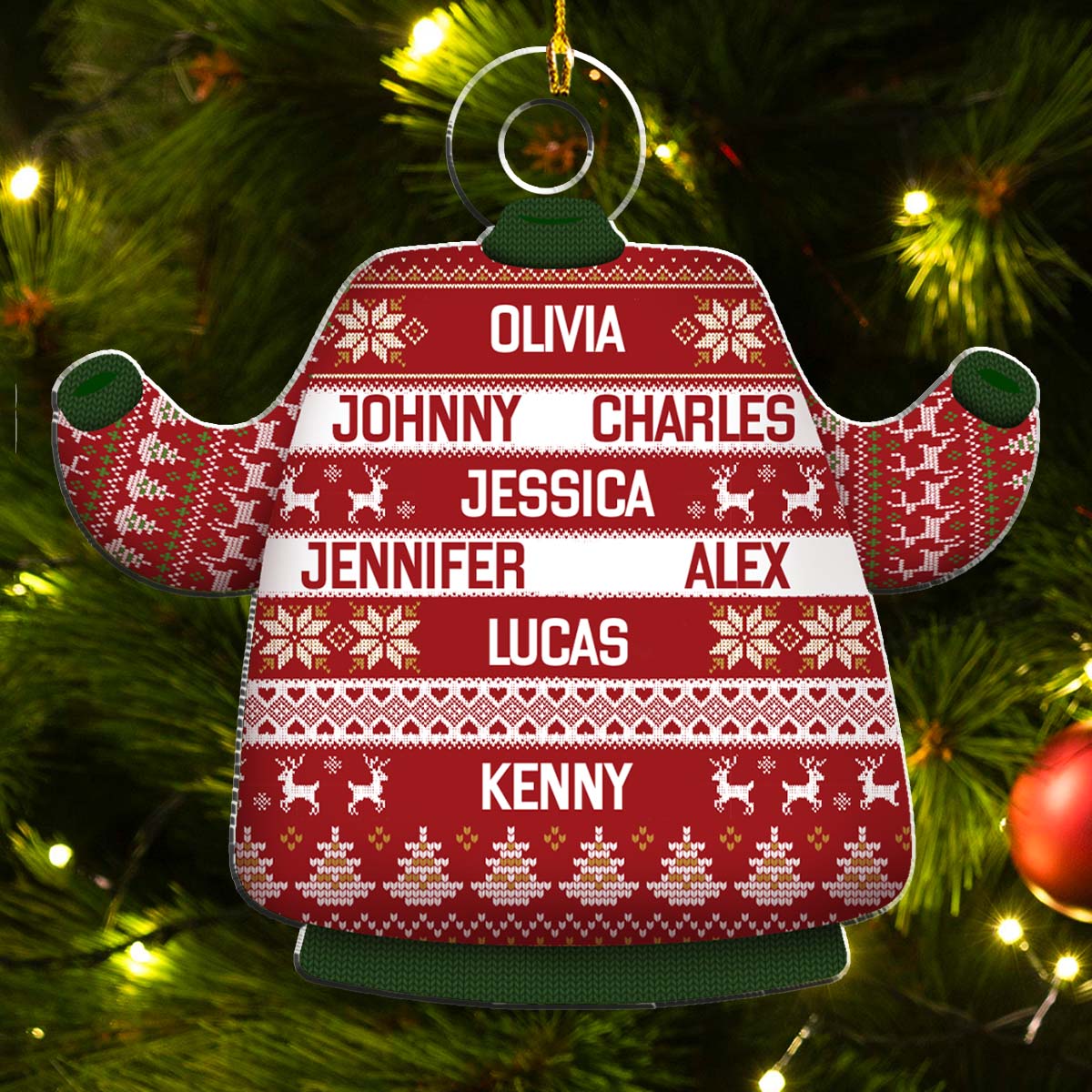 Family Names Festive - Personalized Custom Acrylic Ornament