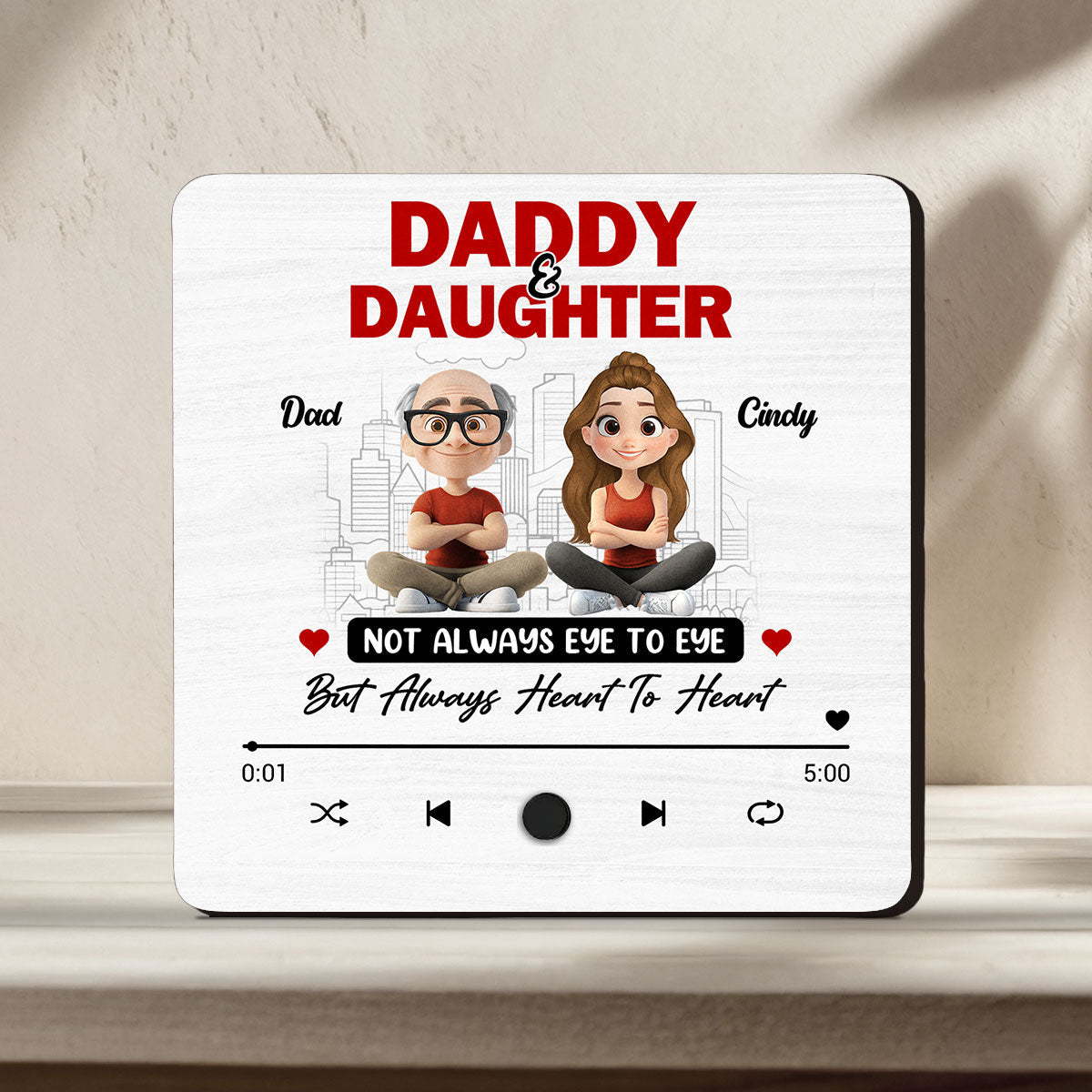 Dad and Daughter Always Connect - Personalized Custom Music Fridge Magnet