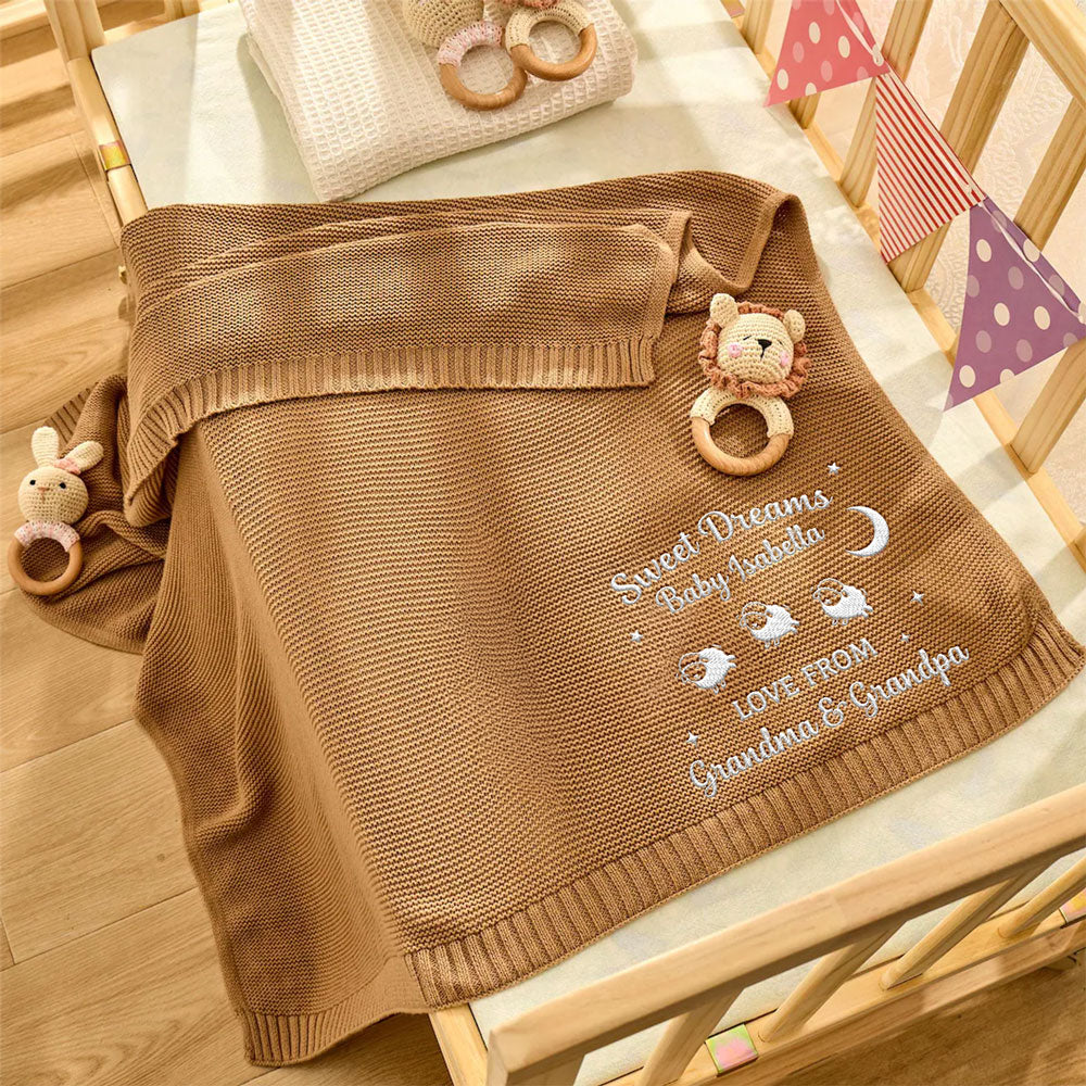 Love From Grandma - Personalized Custom Embroidered Knitted Baby Blanket