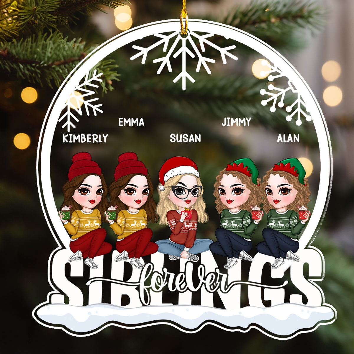 Besties Forever Version 2 - Personalized Custom Acrylic Ornament