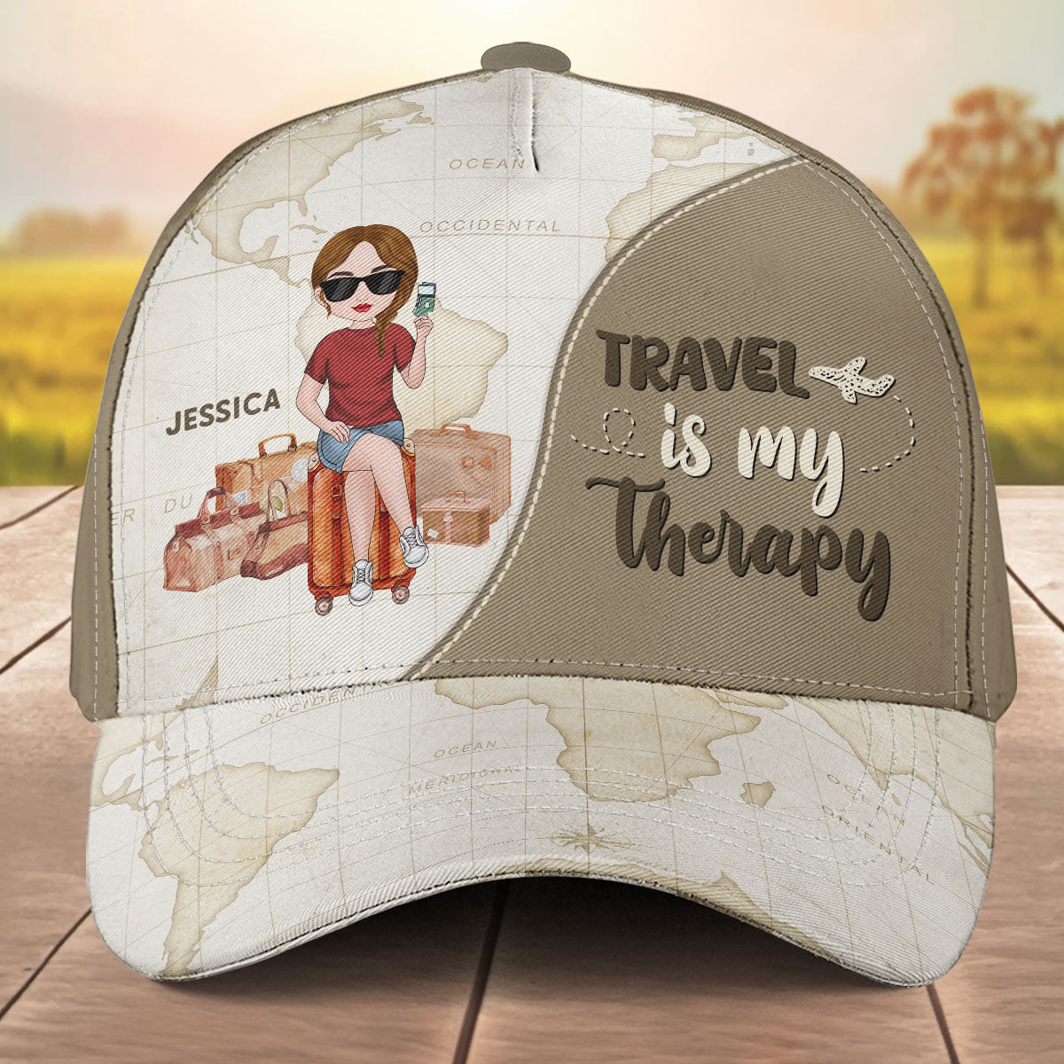 Travel Is My Therapy - Personalized Custom Classic Cap