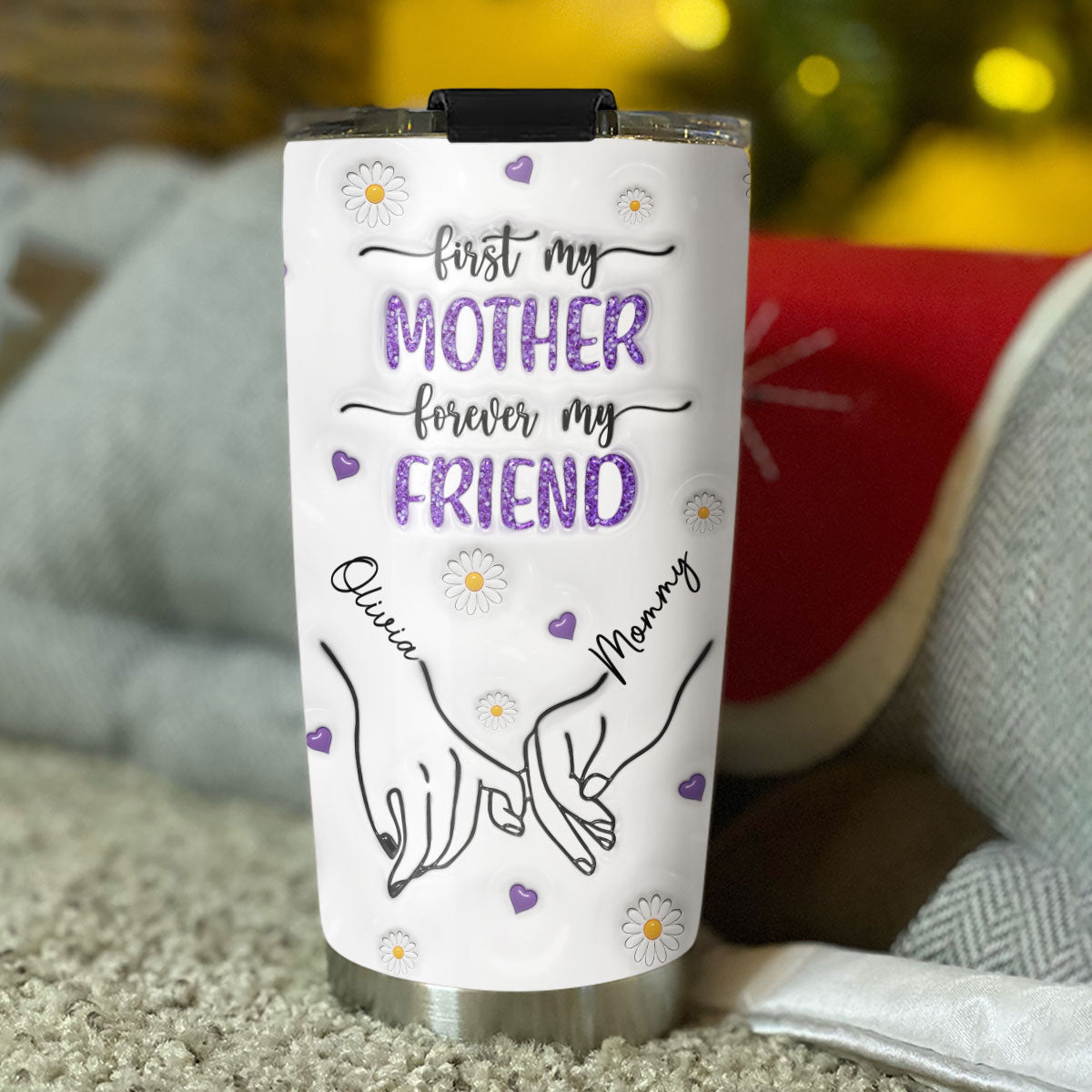First My Granddaughter Forever My Friend - Personalized Custom 3D Inflated Effect Tumbler