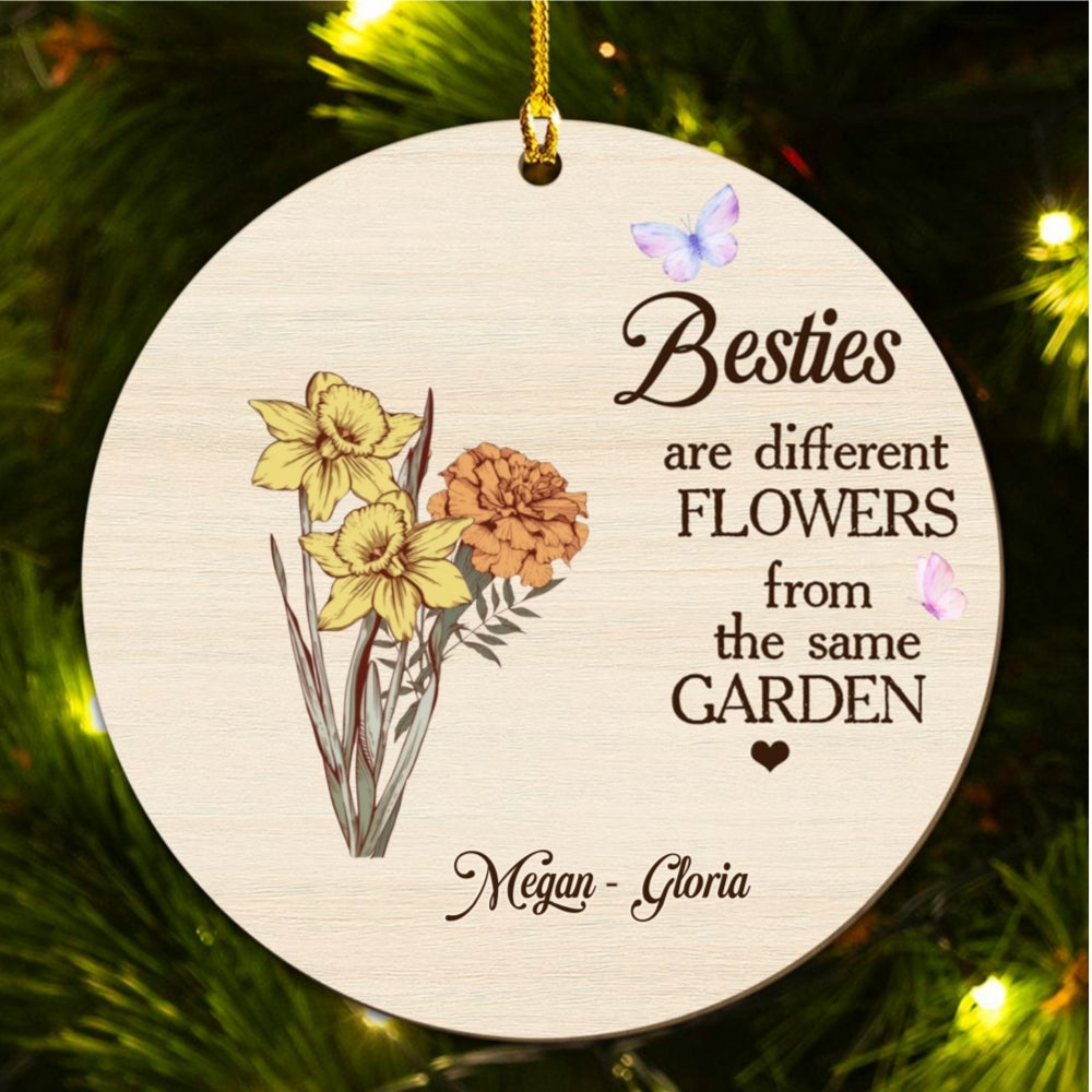Sisters Are Different Flower - Personalized Custom Wood Ornament