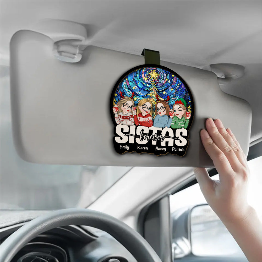 Besties Sitting Christmas 2024 - Personalized Custom Car Visor Clip
