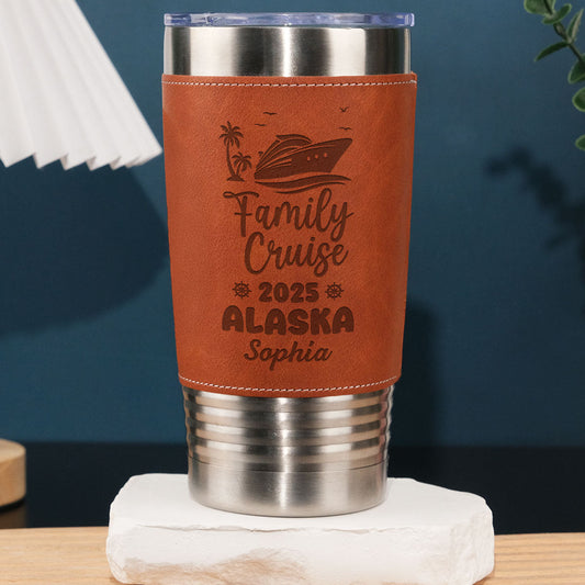 Family Cruise - Personalized Custom Engraved Leather Tumbler