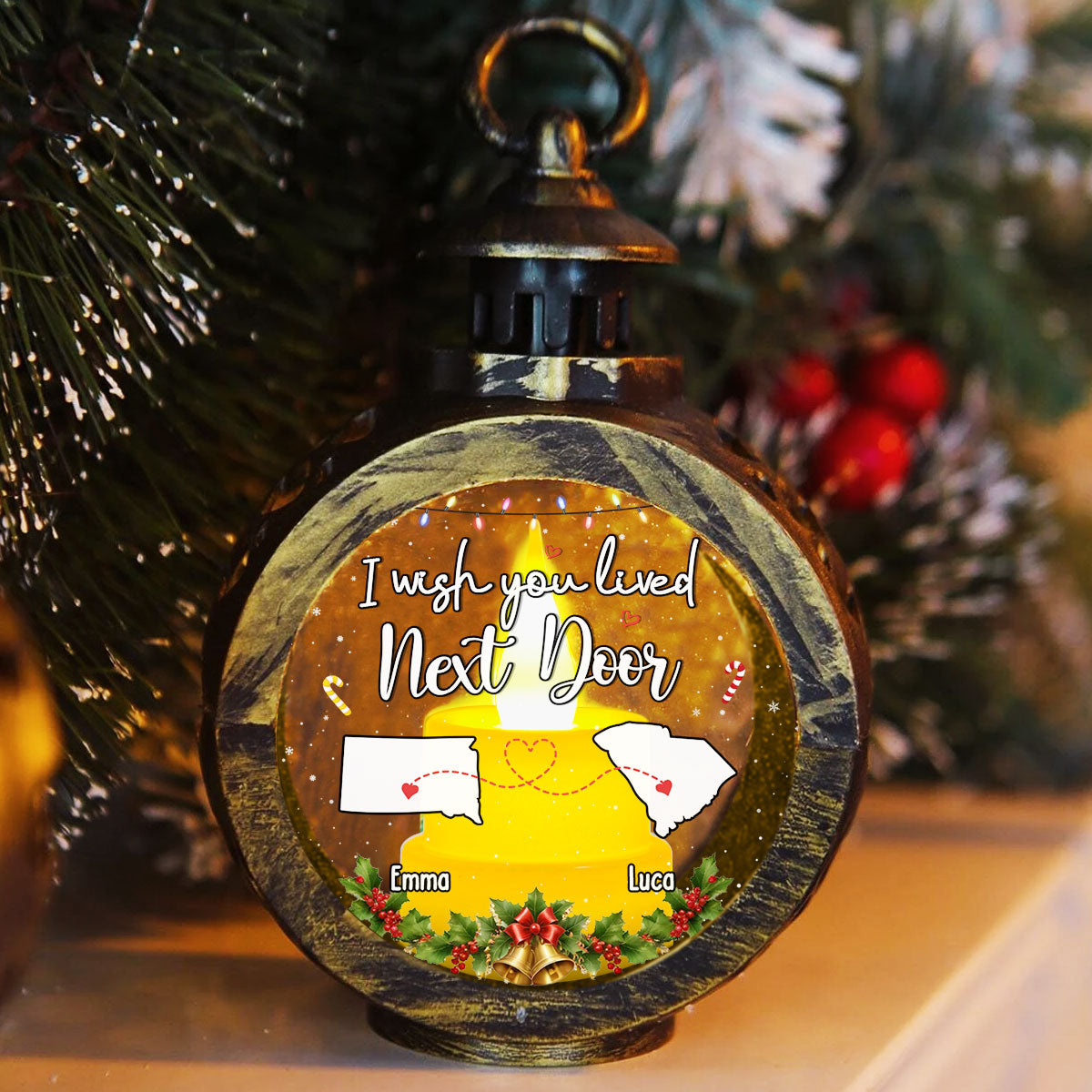 I Wish We Lived Closer - Personalized Custom Christmas Lantern