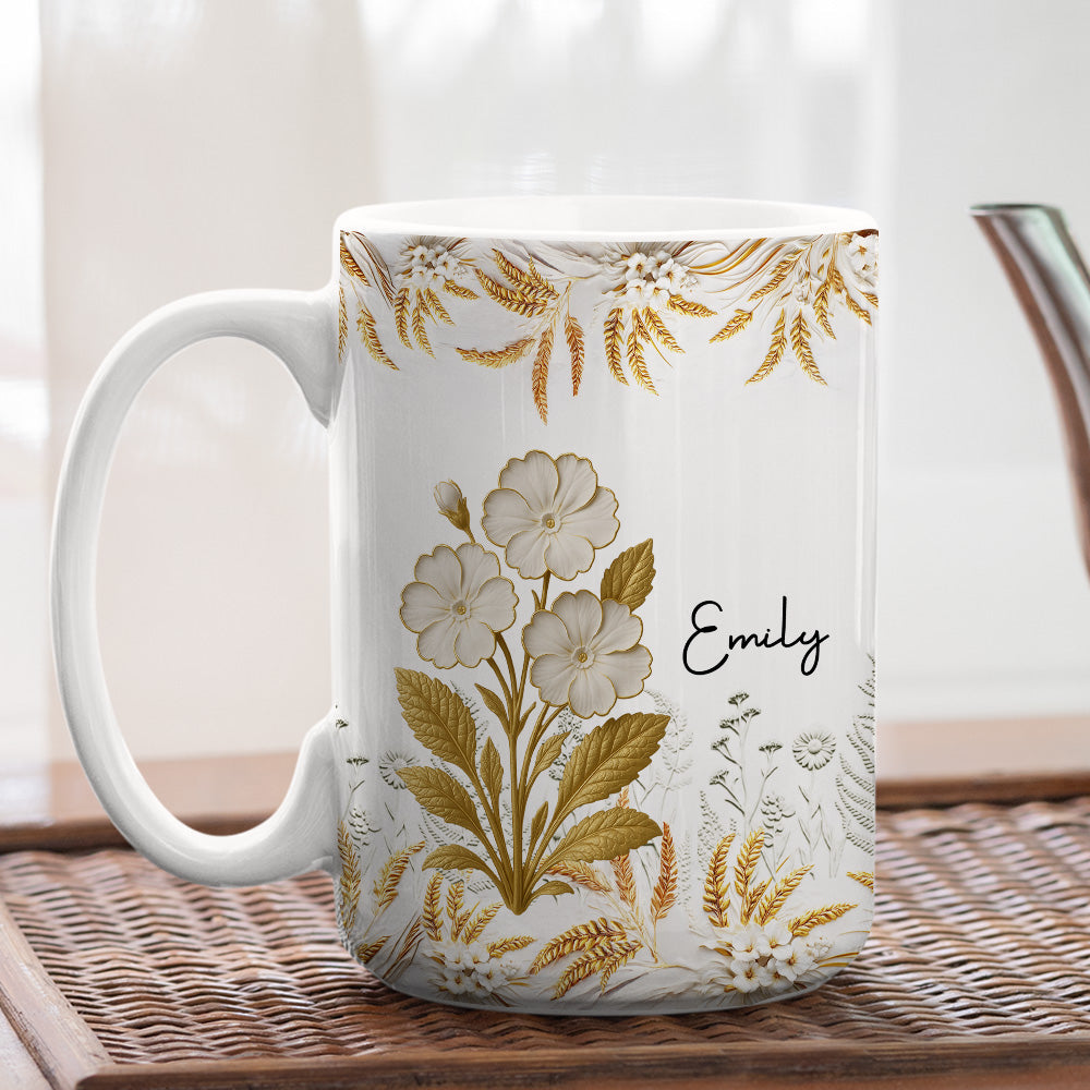 Wheat And White Flowers - Personalized Custom Coffee Mug
