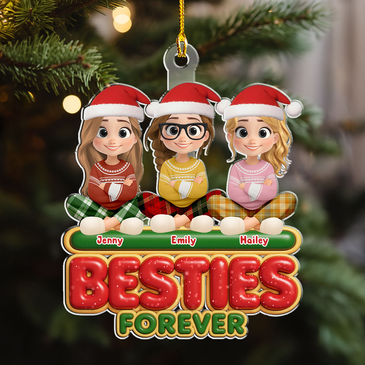 Forever Besties Sisters - Personalized Custom Acrylic Ornament