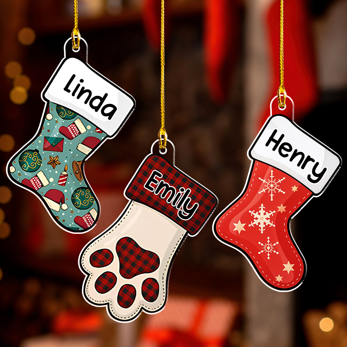 Family Member Stocking - Personalized Custom Acrylic Ornament