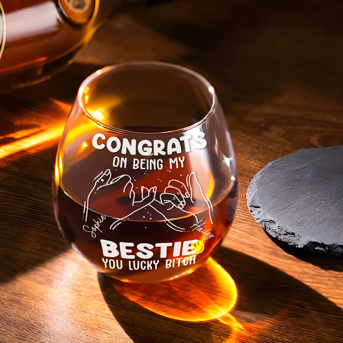 Congrats On Being My Sister - Personalized Custom Wine Glass