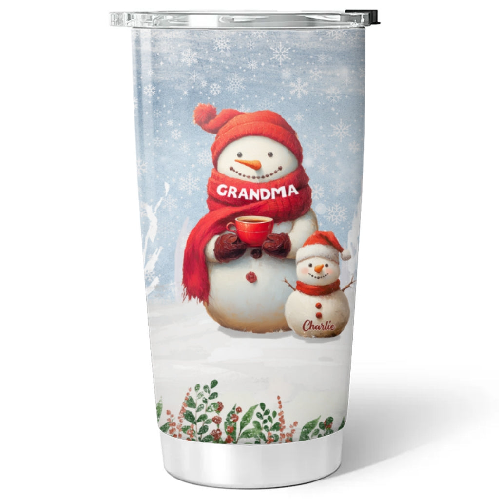 Snowman Grandma And Grandkids - Personalized Custom Tumbler