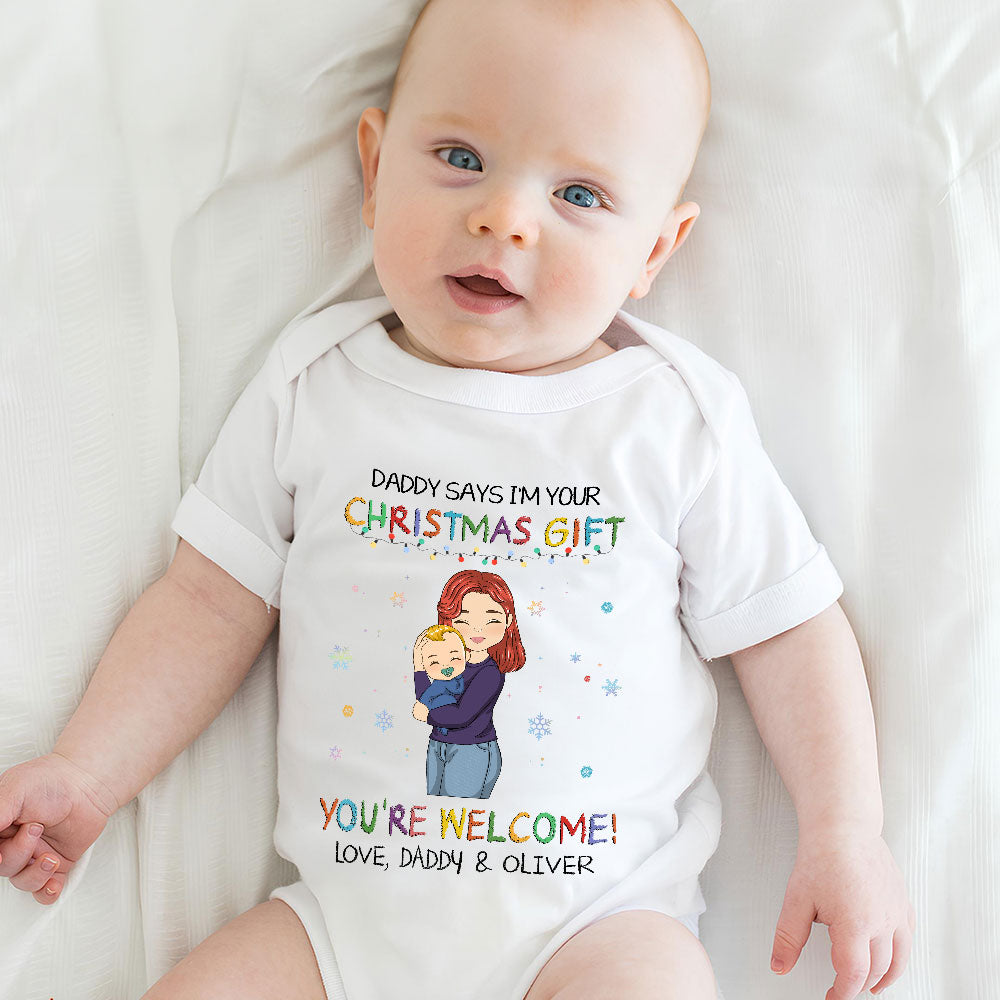 Daddy Says I Am Your Christmas Gift - Personalized Custom Baby Onesie