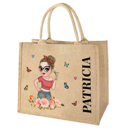 Lucky Girl - Personalized Custom Jute Tote Bag