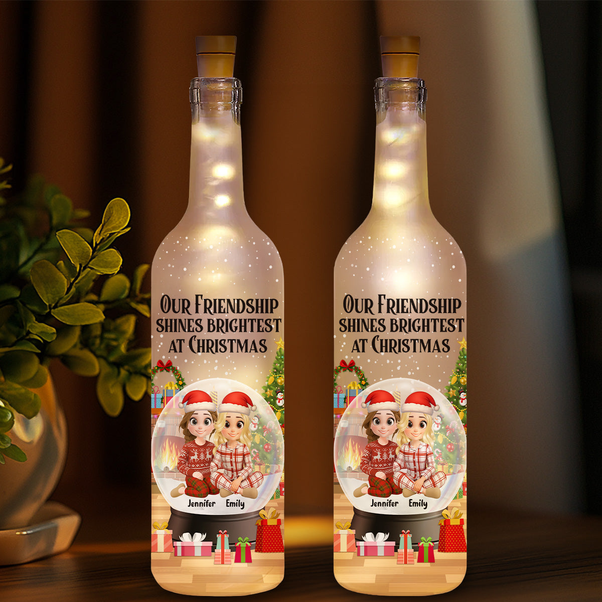 Our Friendship Shines Brightest - Personalized Custom Bottle Lamp