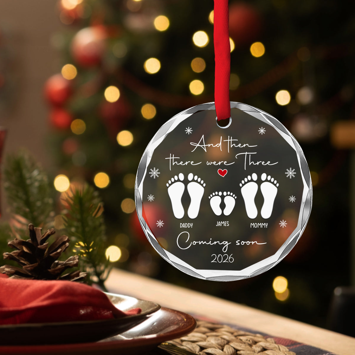 A Little One On Way - Personalized Custom Glass Ornament