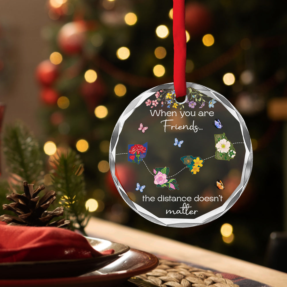 When You Are Sisters, Miles Are Meaningless - Personalized Custom Glass Ornament