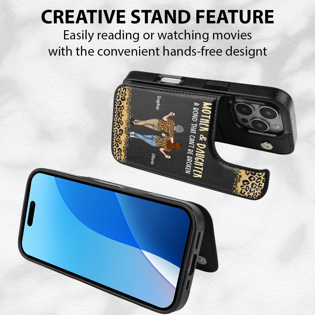 Mom And Daughter - Personalized Custom Leather Phone Case