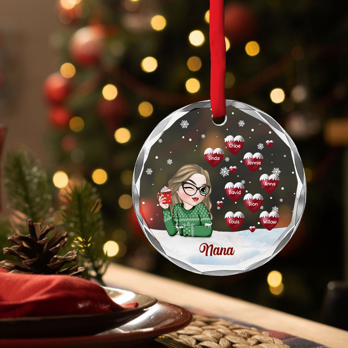 Christmas Grandma - Personalized Custom Glass Ornament