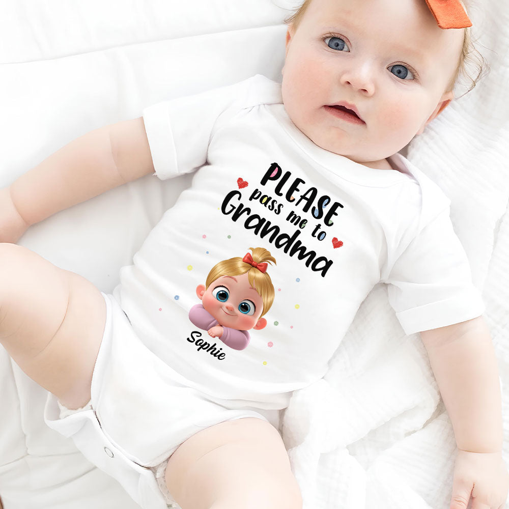 Please Pass Me To Grandma - Personalized Custom Baby Onesie