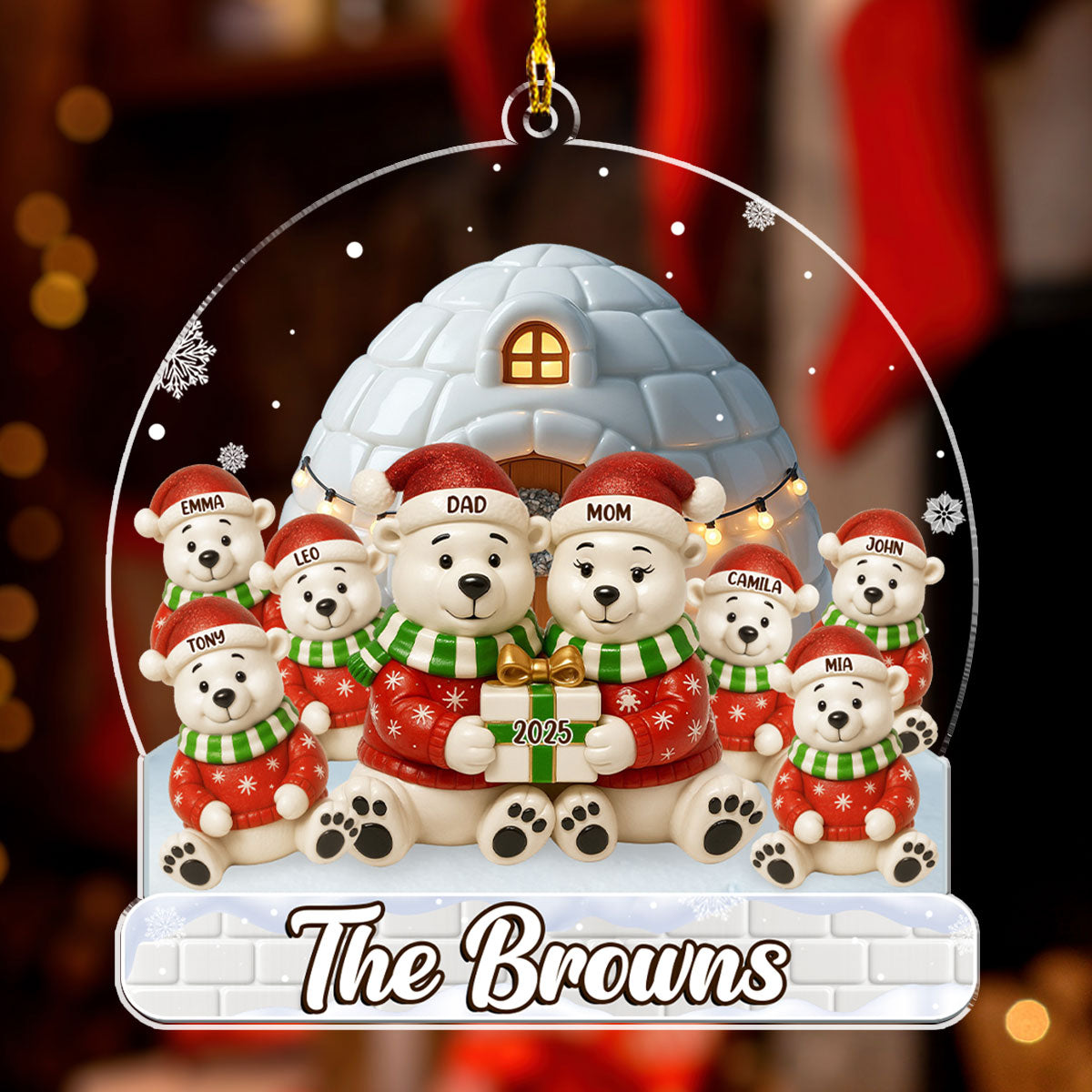 Holly Jolly Family Time - Personalized Custom Acrylic Ornament