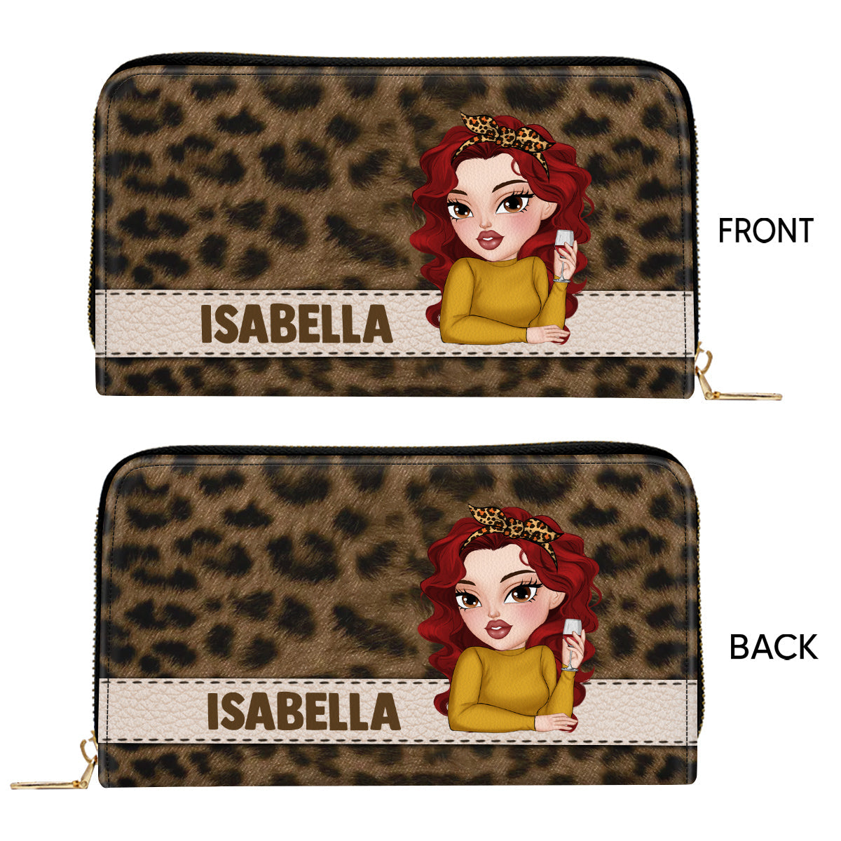 Custom Name Leopard - Personalized Custom Leather Wallet