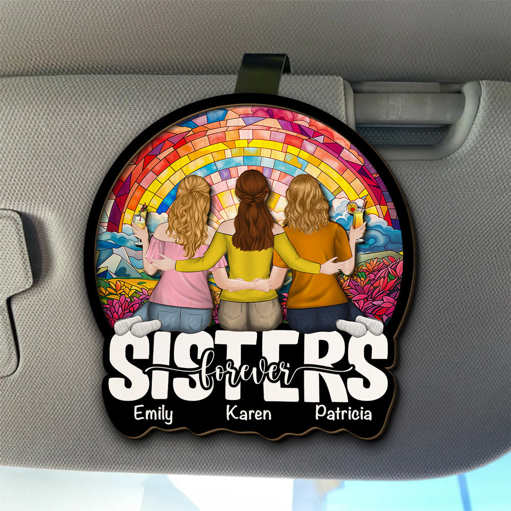 Besties Sitting Together - Personalized Custom Car Visor Clip